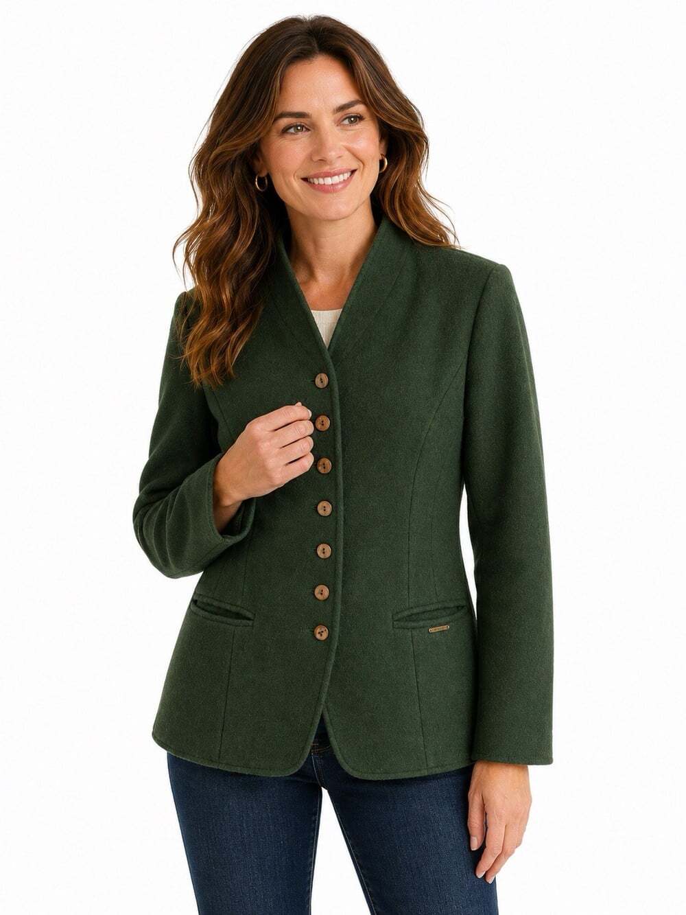 Geiger Austria 100% Pure New Wool Forest Green Boiled Wool Jacket Women 38 VTG